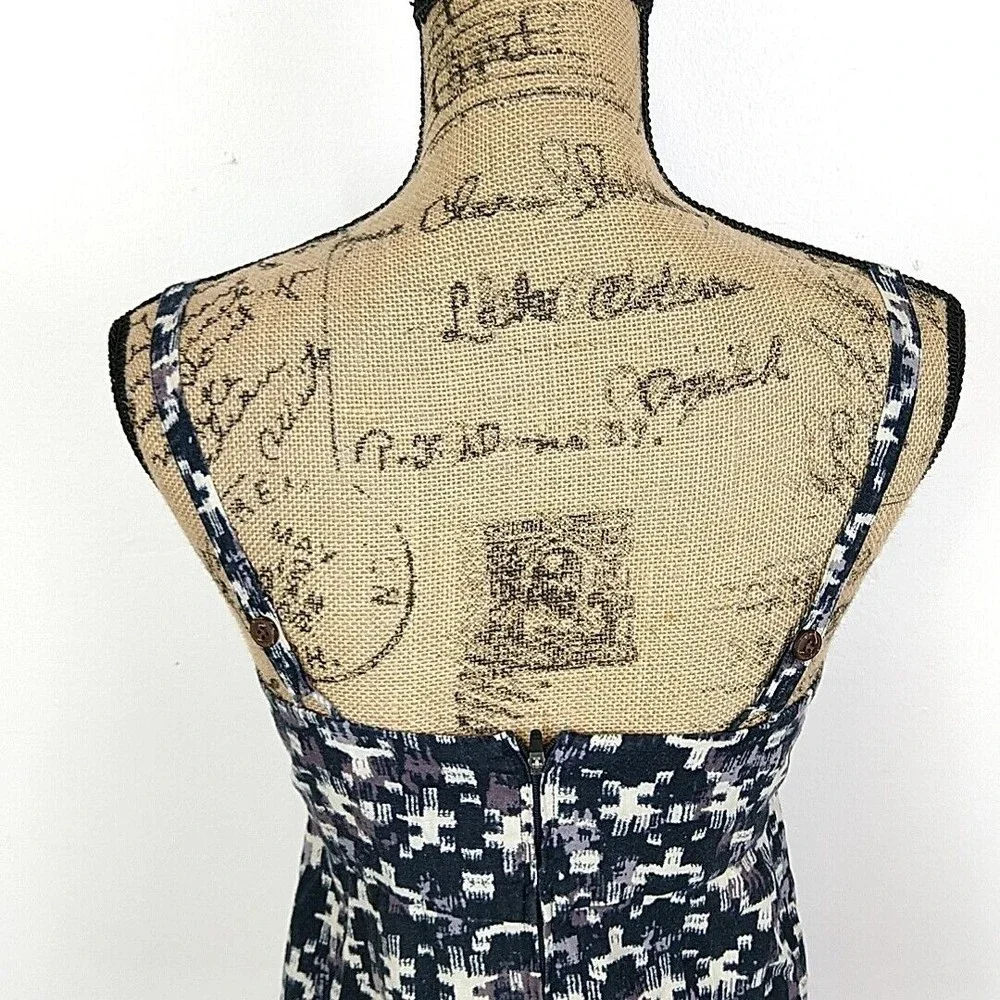 Patagonia Womens sz 4 Tank Top Black White Printed Zip Back Hemp Blend - Picture 6 of 8